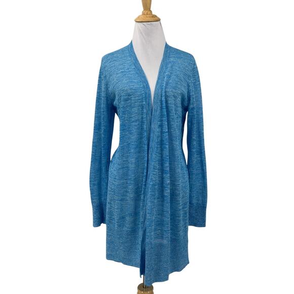 Eileen Fisher Cardigan Womens S Small Sky Blue Linen Blend Open Front Long Line - Picture 1 of 14